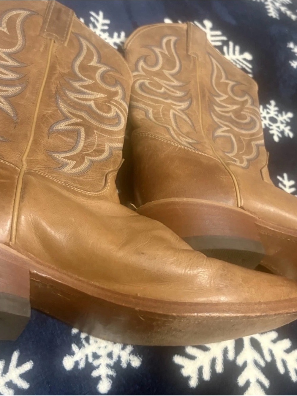 Justin Mens Brown Leather Cowboy Western Boots Sz 9.5D Square Toe USA Made BR731